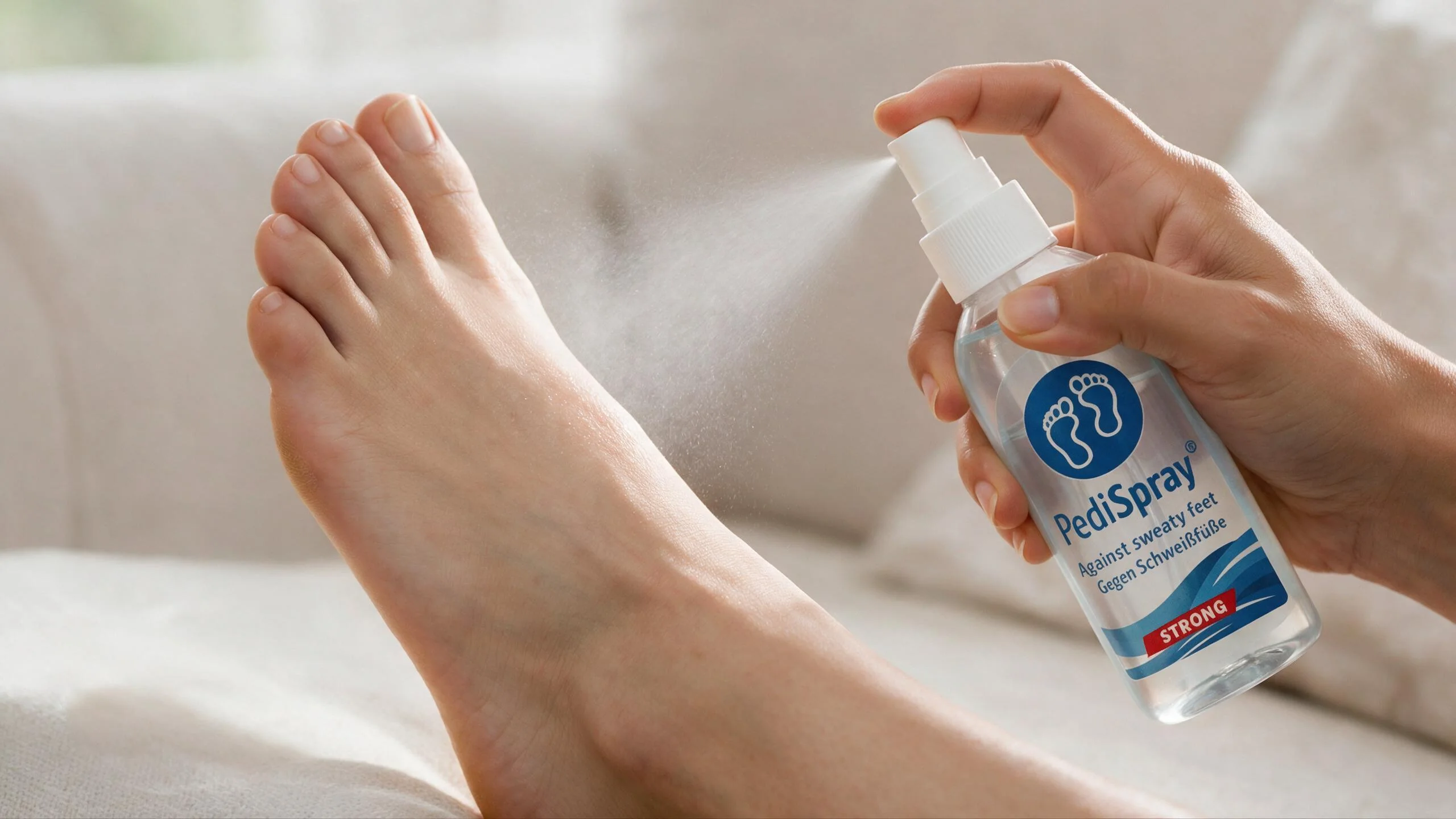 Aplicar PediSpray® sobre los pies limpios y secos para combatir la sudoración excesiva